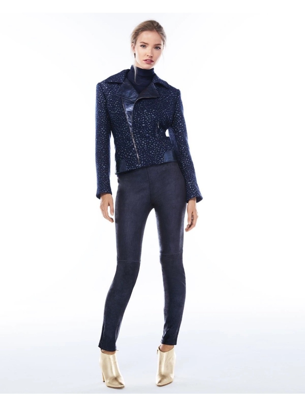 ELIE TAHARI  Roxanna Suede Stretch Leggings Denim Blue sz small  $998